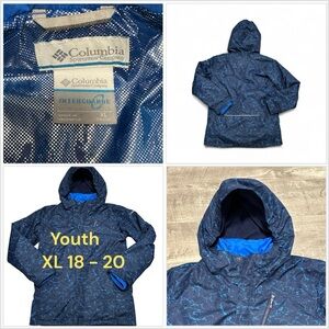 Columbia Boys XL 18 20 Ski Jacket Coat Blue Pockets Omni Heat Removable Liner
